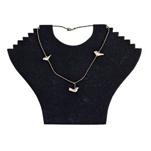 Native American Zuni Necklace Carved Shell Fetish Birds Handmade 14" Long Totem